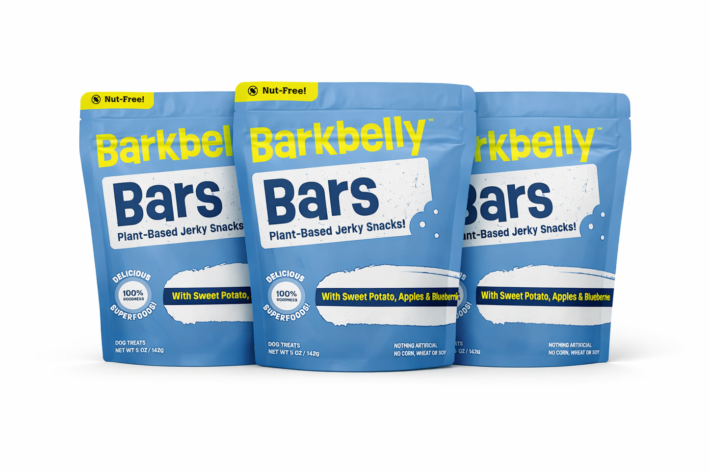 Barkbelly Bars Plant-Based Jerky Snacks with Sweet Potato, Apples & Blueberries